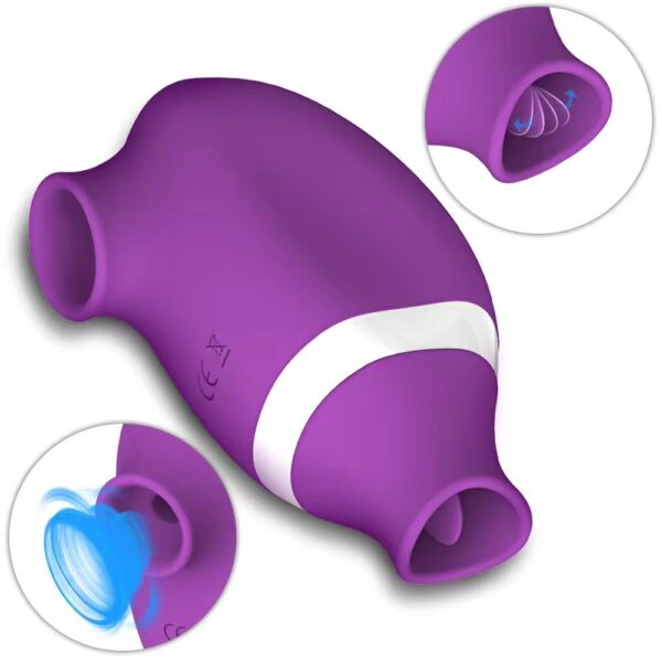 Vibro 2 en 1 suceur + lécheur rechargeable avec 10 niveaux nets