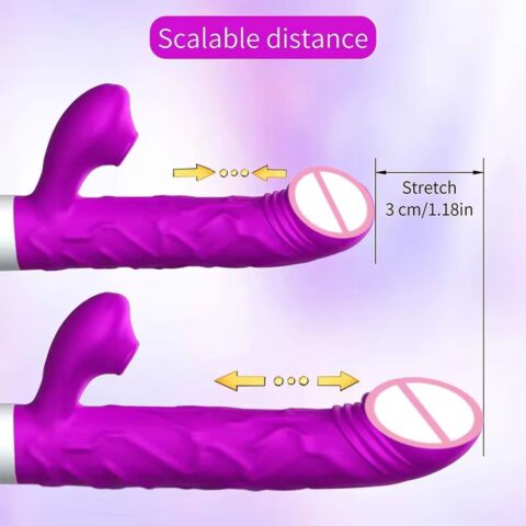 Vibro RABBIT VIP rechargeable télescopique chauffant et doté d’un suceur