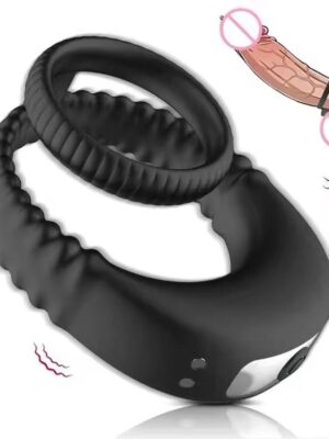 Anneau pénien vibrant rechargeable doté d’un stimulateur de clitoris